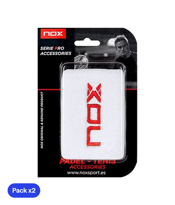 Nox Wristbands White/Red (Pack of 2)