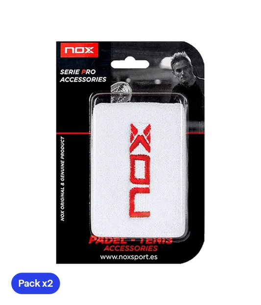 Nox Wristbands White/Red (Pack of 2)
