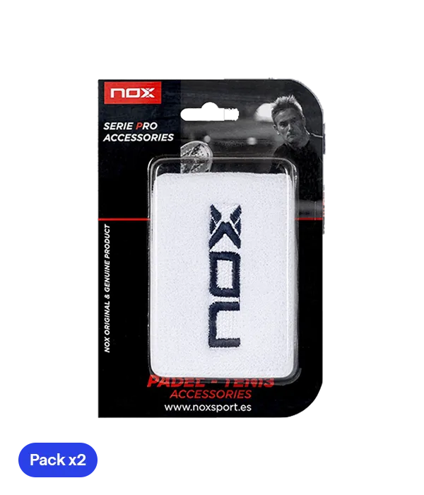 NOX White/Blue Wristbands (Pack of 2)