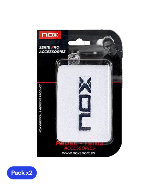 NOX White/Blue Wristbands (Pack of 2)
