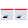 Babolat White Wristbands with Black Logo and Red Stripe x2
