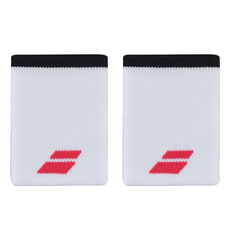Babolat Jumbo White Wristbands With Red Logo X2
