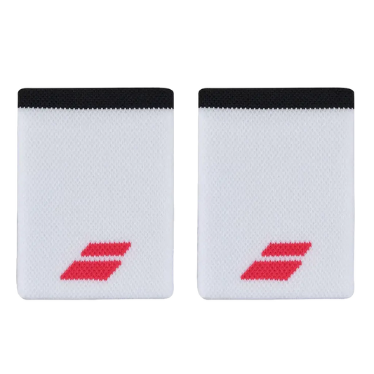 Babolat Jumbo White Wristbands With Red Logo X2